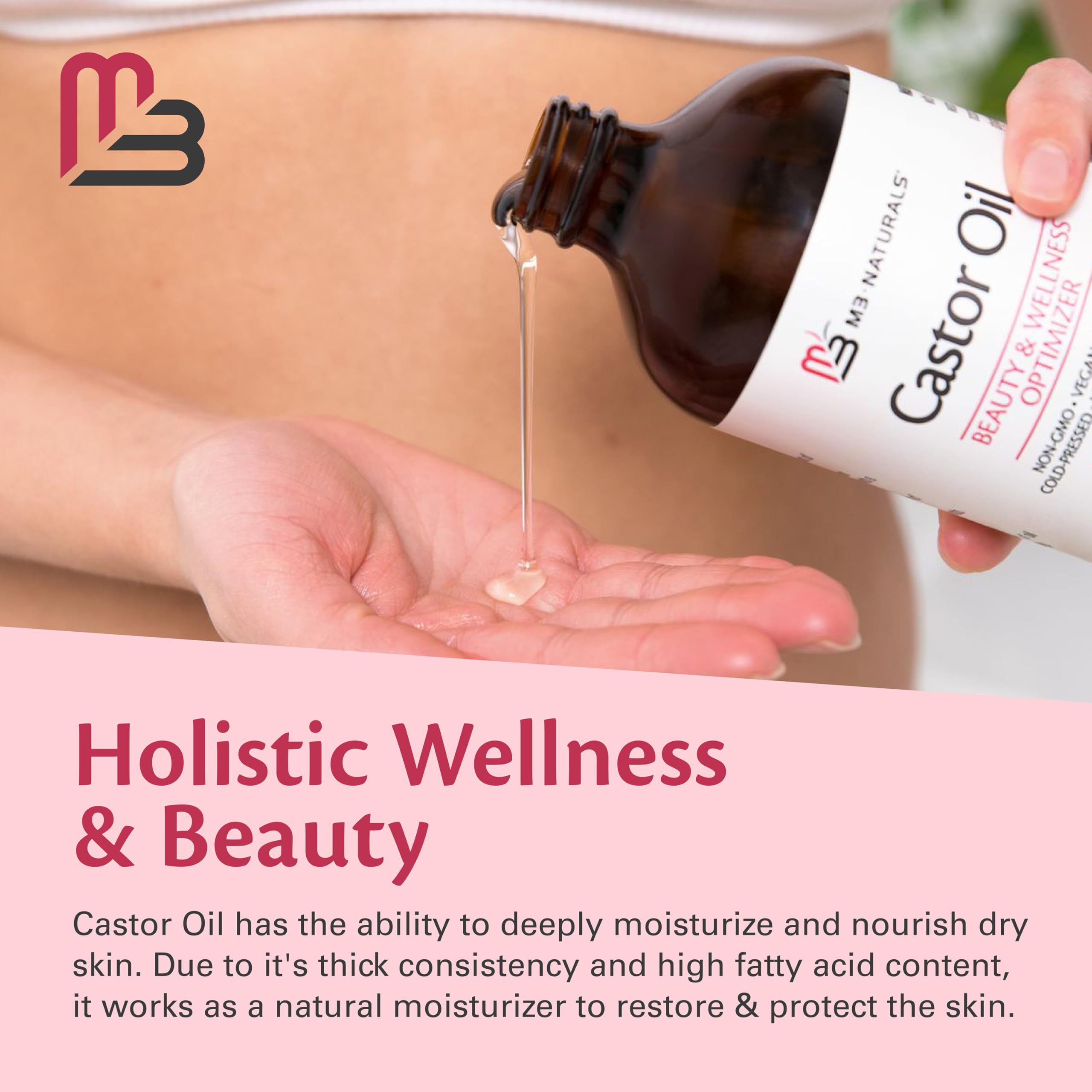M3 Naturals castor oil for lashes and brows growth support