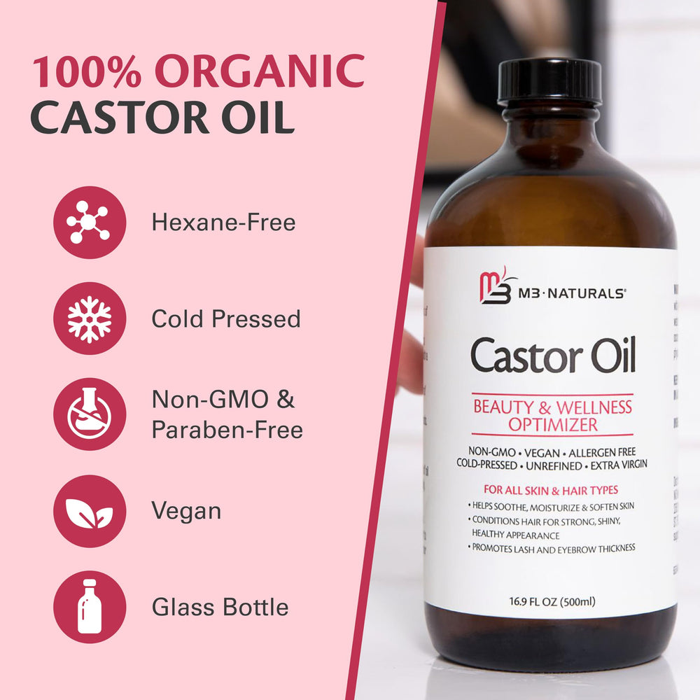 M3 Naturals castor oil for hair application on scalp