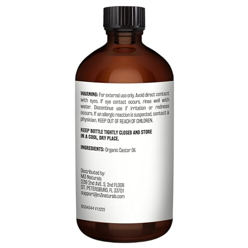 M3 Naturals castor oil label closeup highlights hexane-free quality