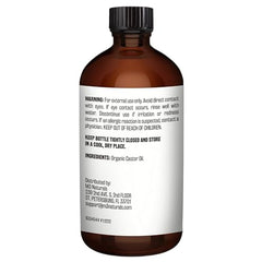 M3 Naturals castor oil label closeup highlights hexane-free quality