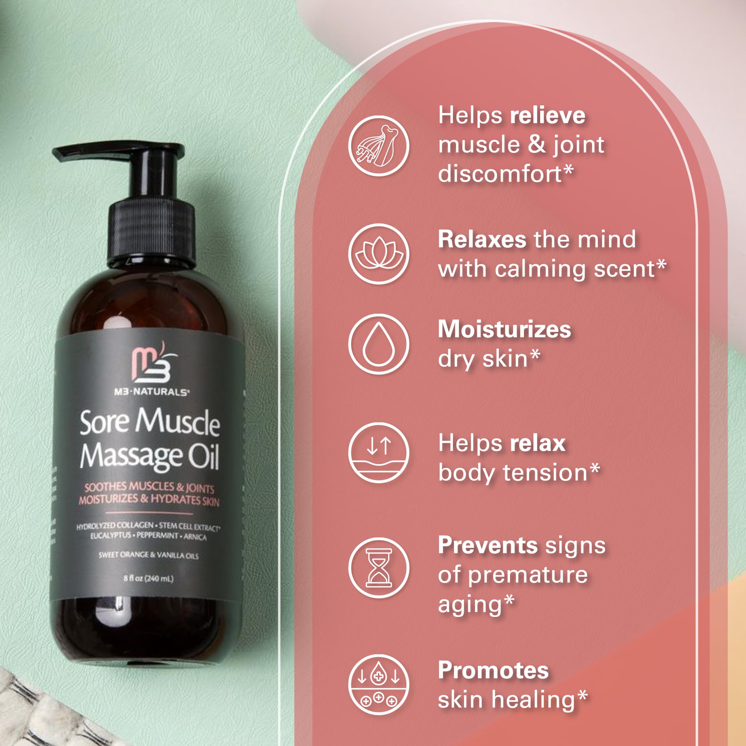M3 Naturals cellulite brush pairing with oil on skin.
