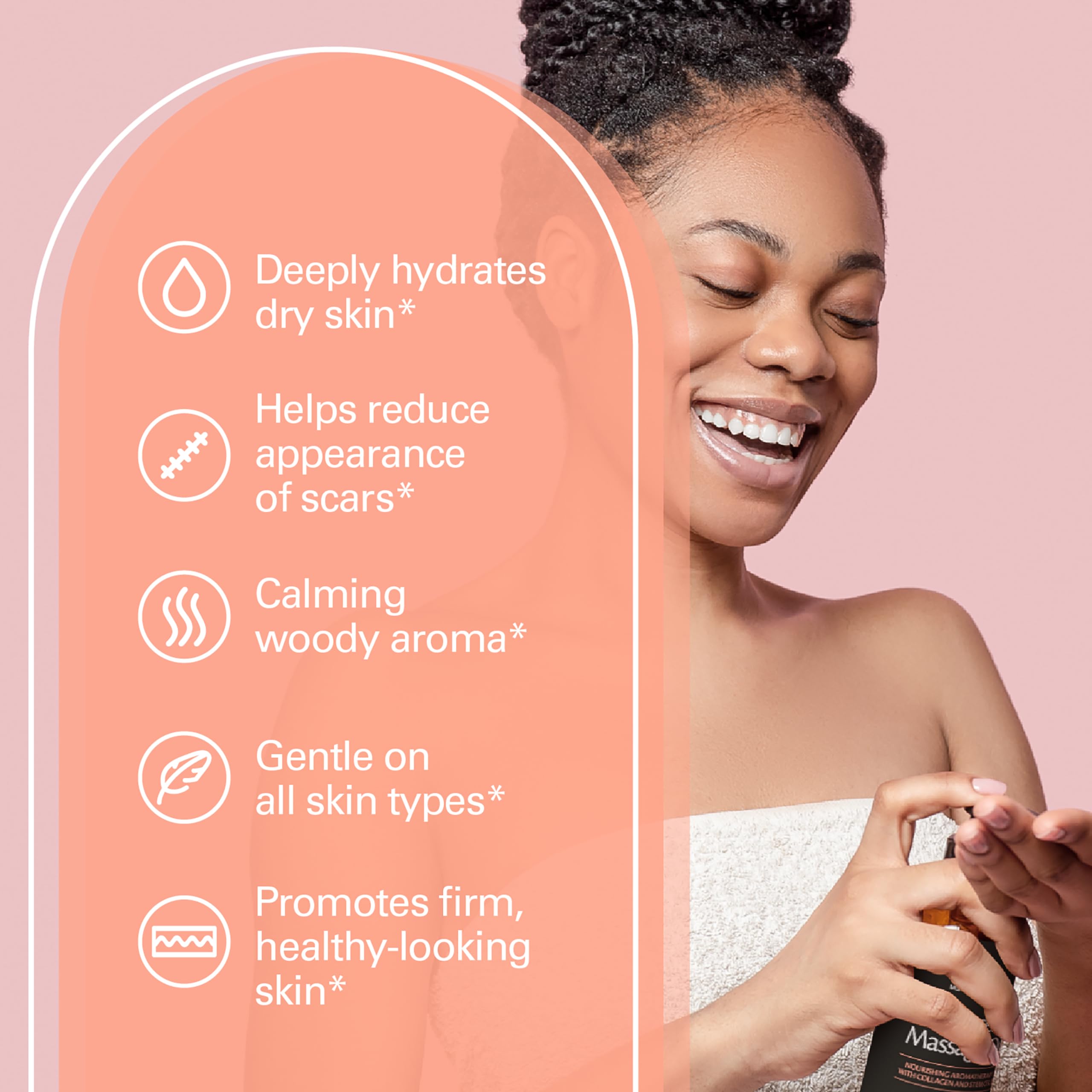 M3 Naturals frankincense oil application showing smooth glide for relief and comfort