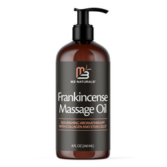 M3 Naturals frankincense oil bottle with calming aroma for a spa-like massage experience