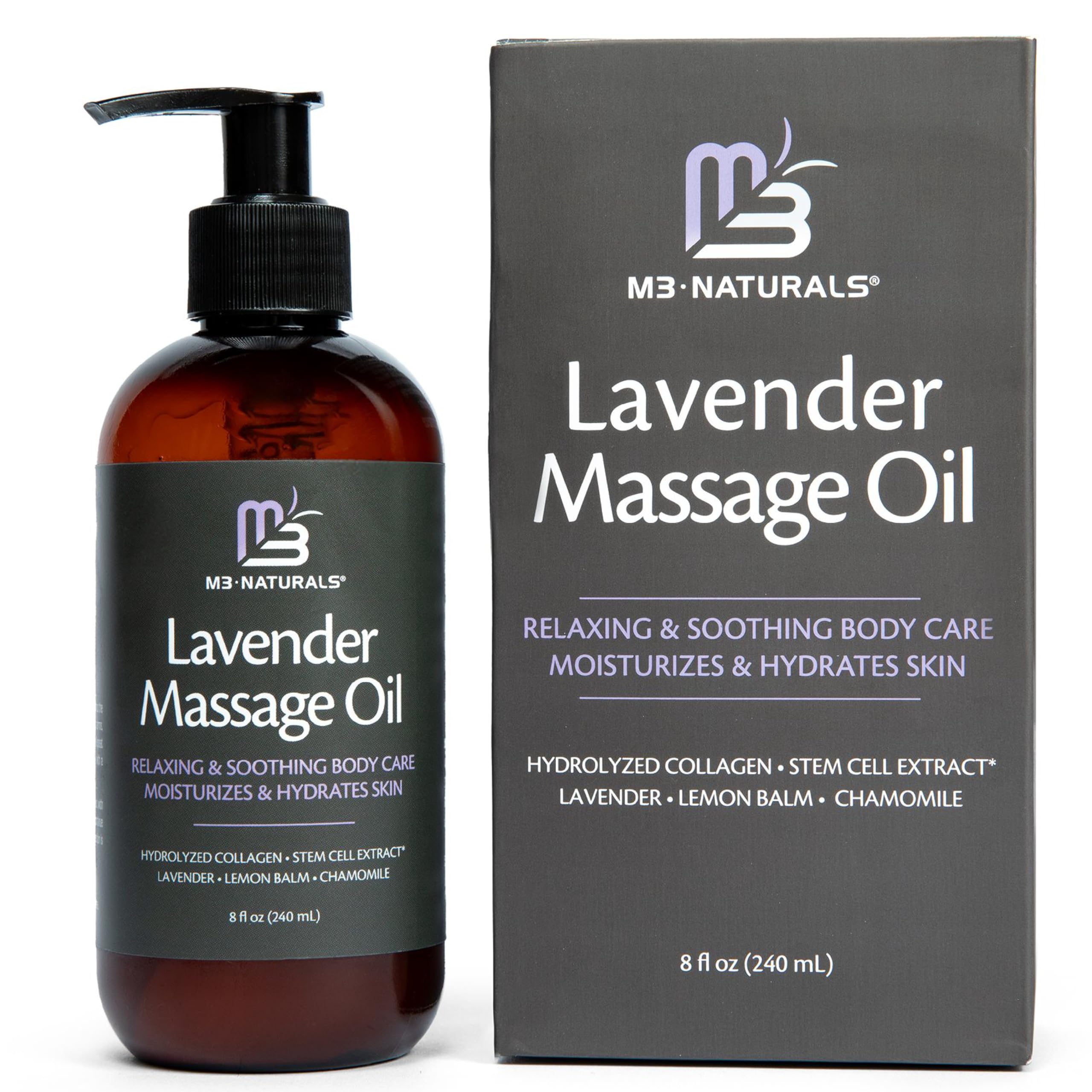 M3 Naturals Lavender Massage Oil applied to the belly area for targeted care