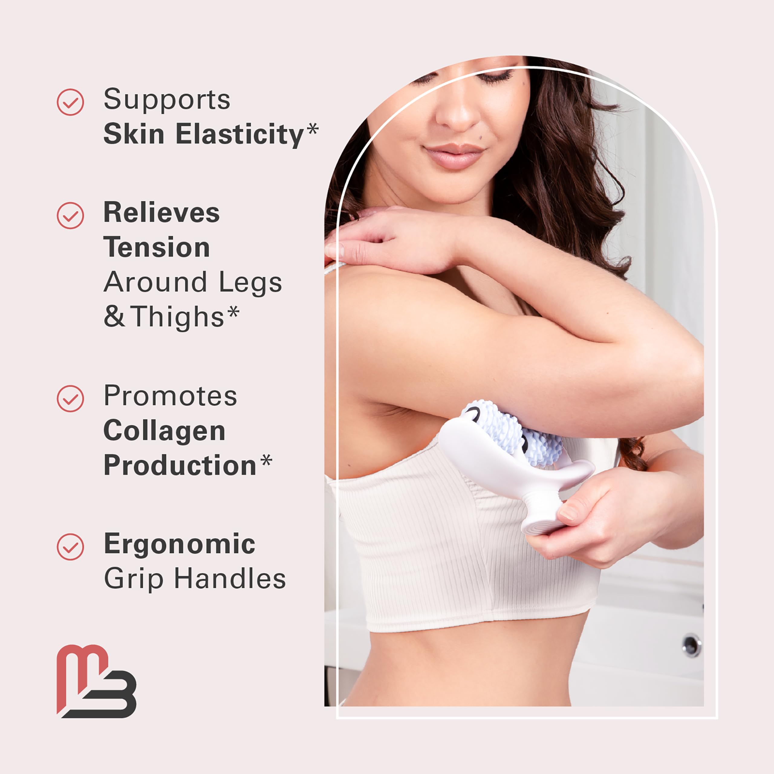 M3 Naturals Lymphatic Drainage Roller closeup ready for gentle massage