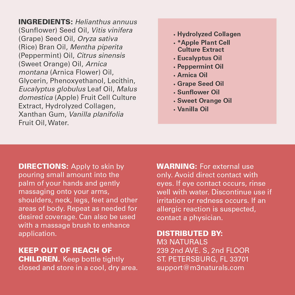 M3 Naturals Made in USA ingredients label indicating natural components