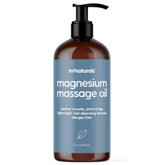 M3 Naturals magnesium massage oil bottle for soothing sore muscles after workout
