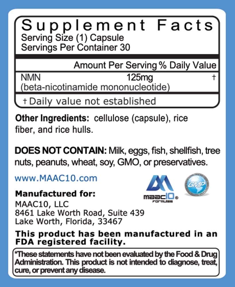 MAAC10 NMN capsules close-up highlighting individual capsules for easy dosing