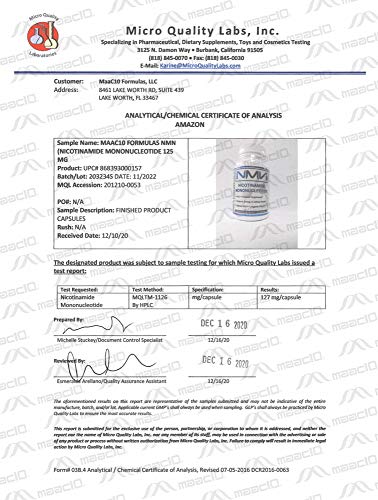 MAAC10 NMN dosing capsules showing daily use reminder
