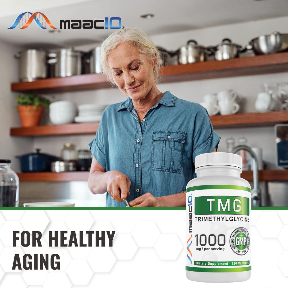 Hands holding MAAC10 TMG pills illustrating on-the-go use.