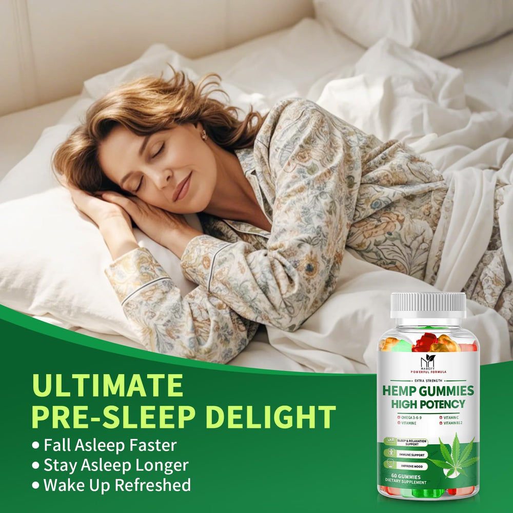MABEFY hemp gummies close-up highlight fruity texture for relaxing evenings.