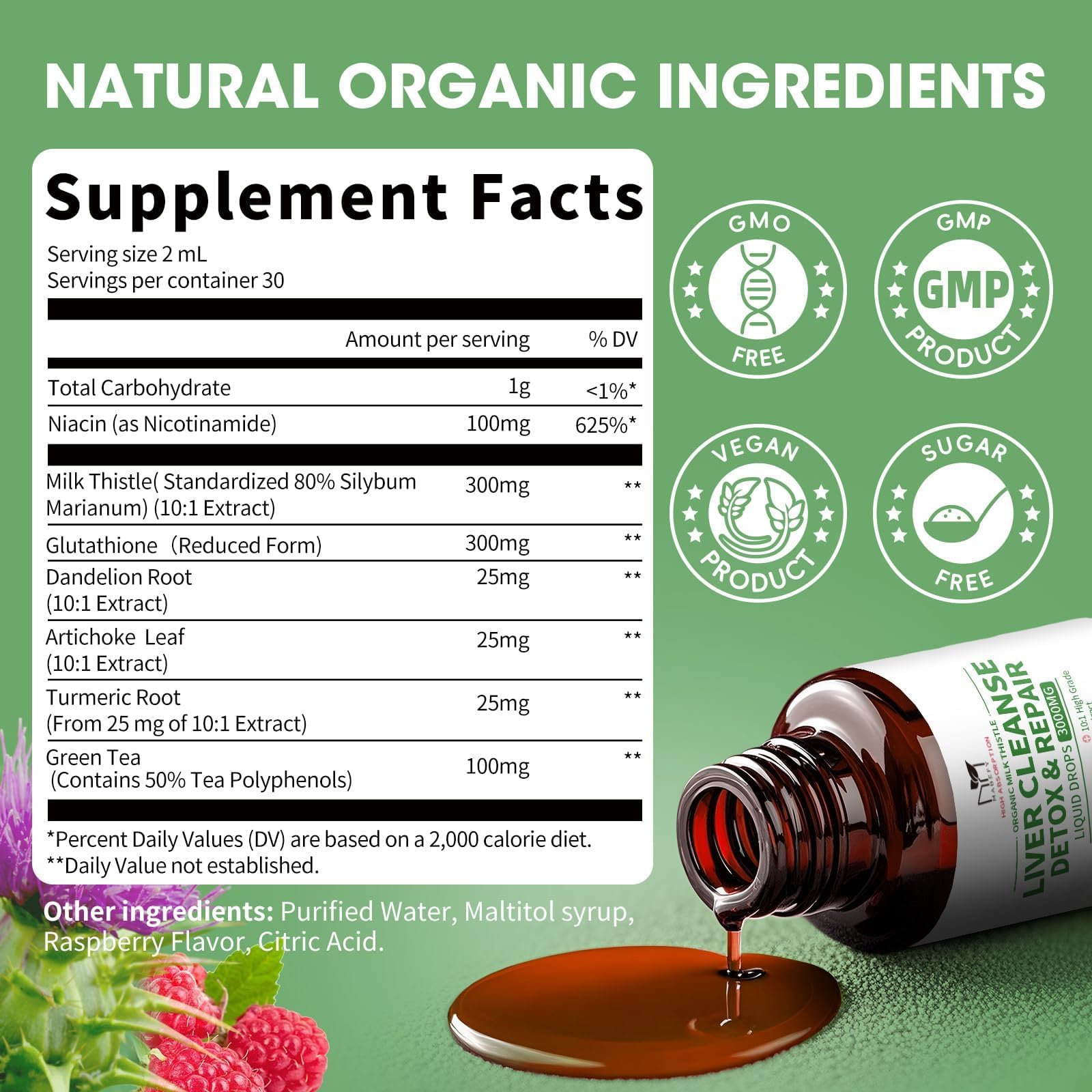 MABEFY Milk Thistle Drops packaging box highlights liver support.