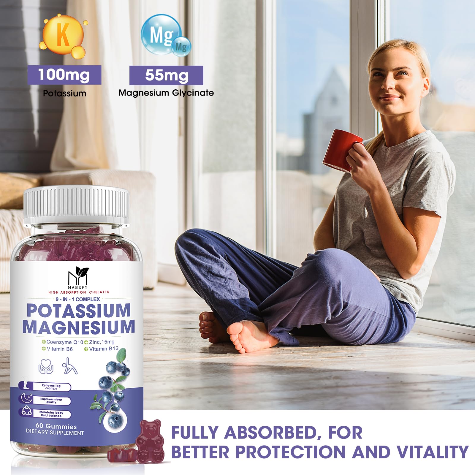 MABEFY plant-based vegan ingredients gummies for easy daily intake.
