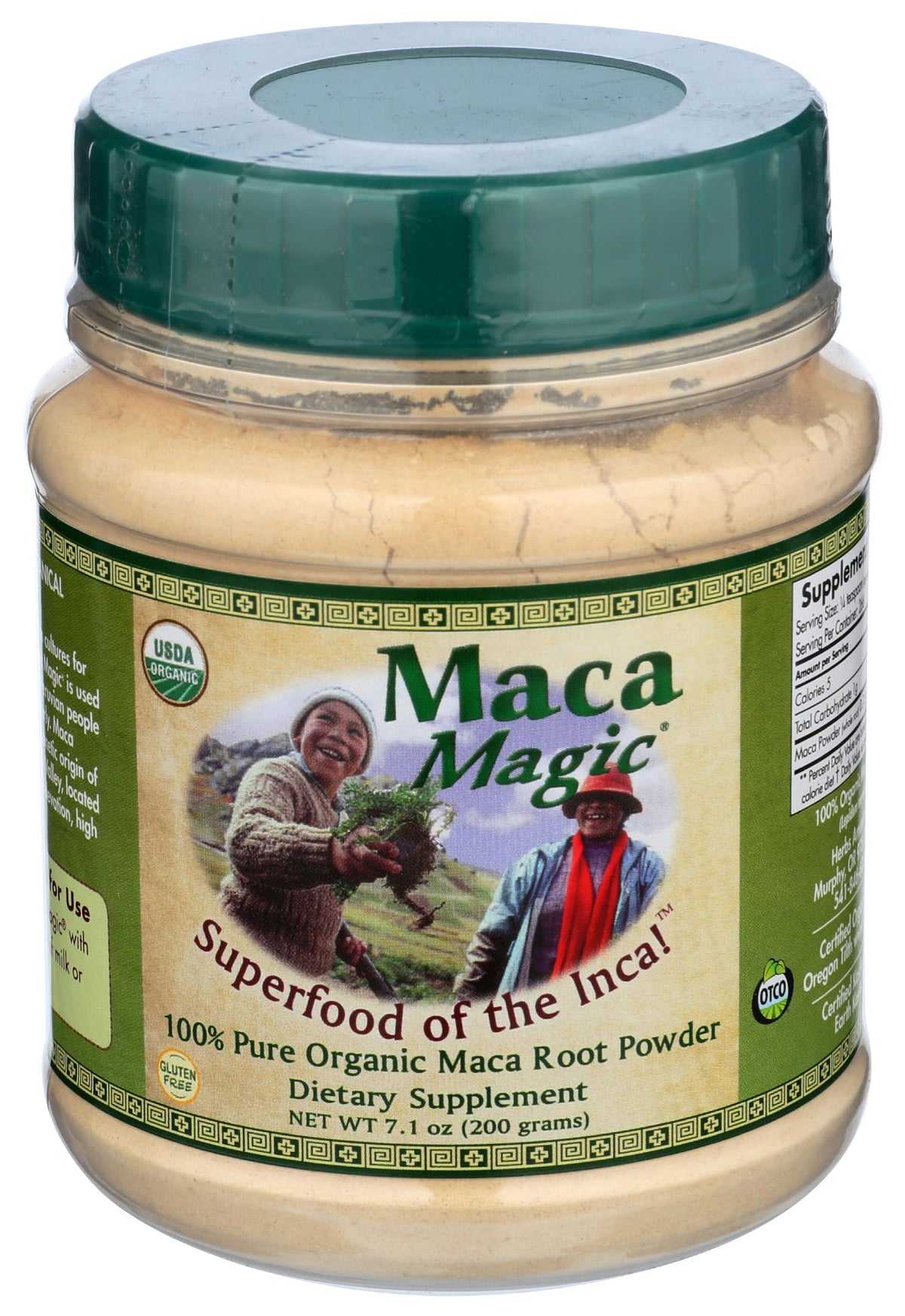 Maca Magic organic black maca powder bottle for daily smoothies
