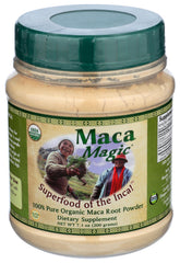 Maca Magic organic black maca powder bottle for daily smoothies