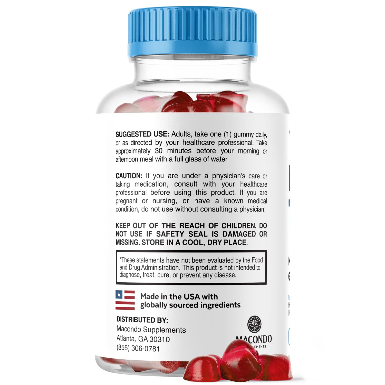 Macondo BoostTRT gummies on-the-go pack fits into a bag.
