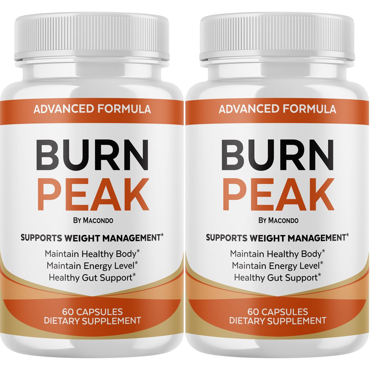 Macondo BurnPeak capsules bottle shows premium wellness formula.