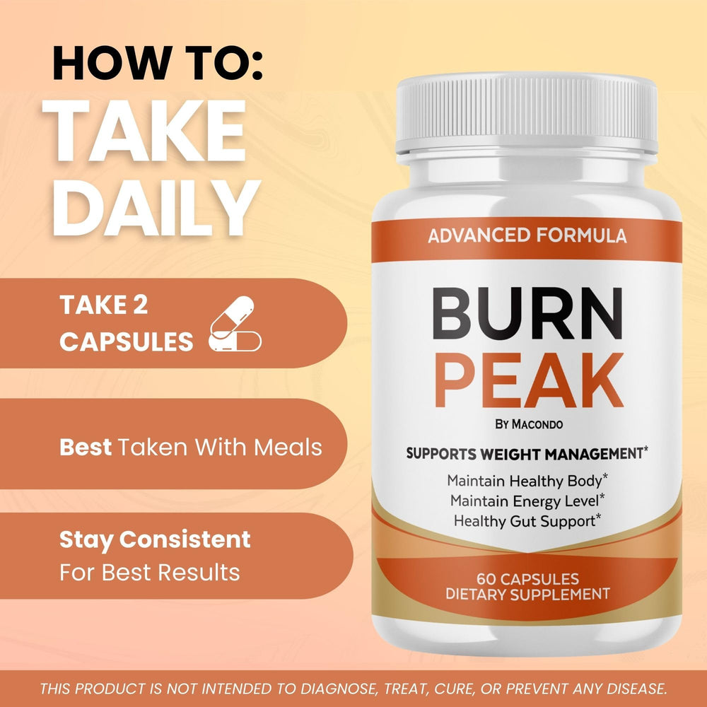Macondo BurnPeak capsules close-up highlights easy daily use.