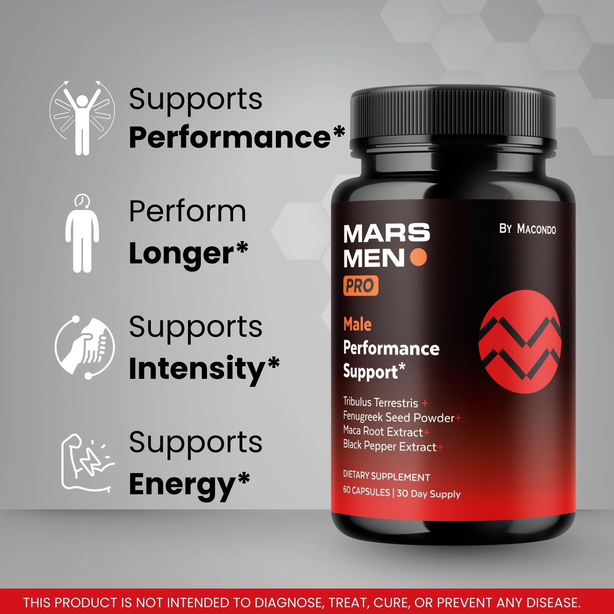 Macondo Mars Men Pro 3-pack back panel shows dosage for easy daily use.
