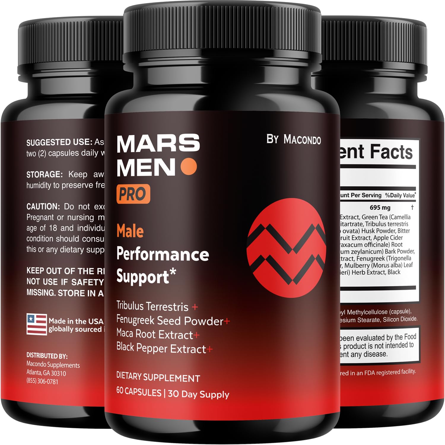 Macondo Mars Men Pro packaging highlights an advanced vitamin formula.