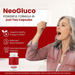Macondo NeoGluco capsules closeup highlights easy daily health support.