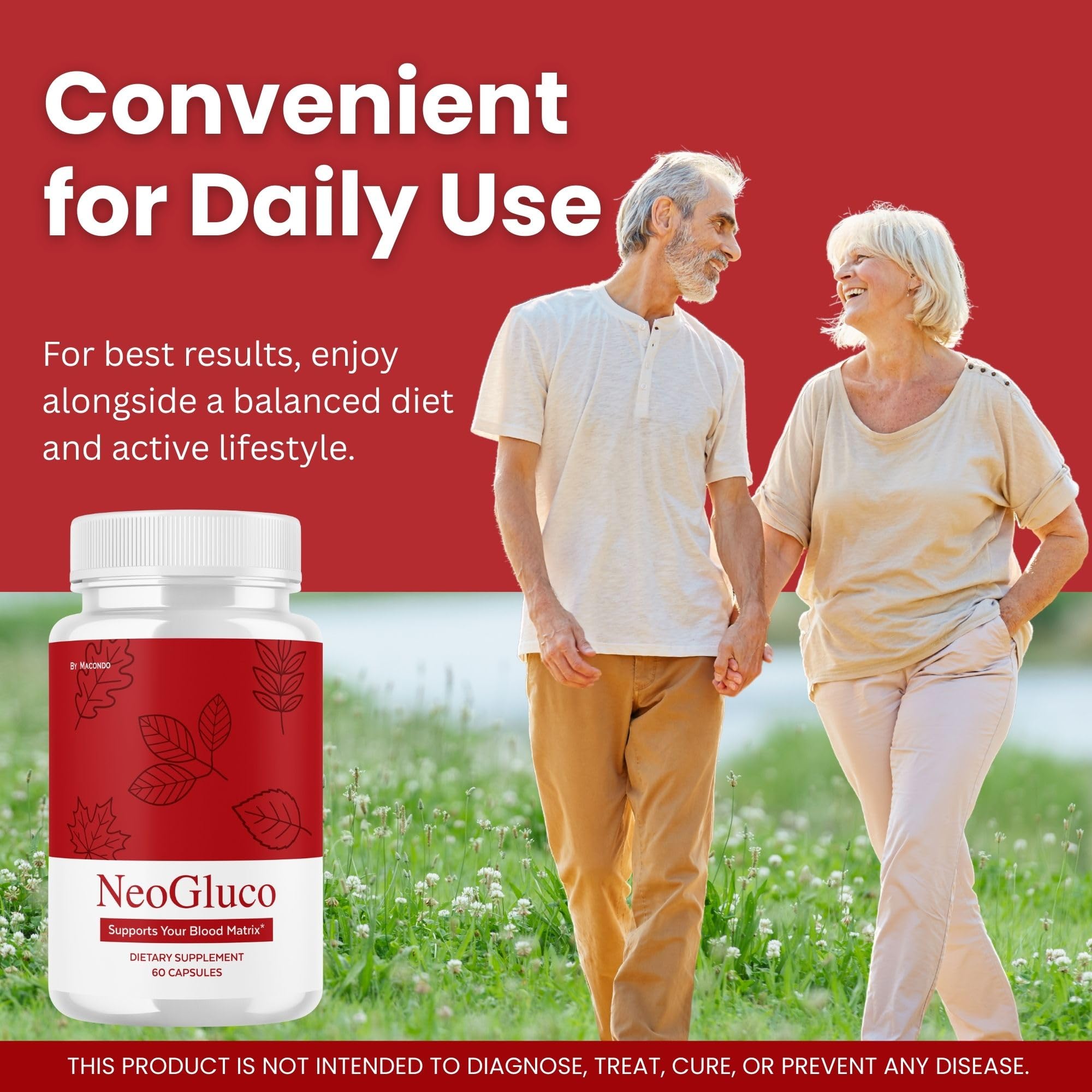 Macondo NeoGluco printed ingredient list emphasizes natural formulation.