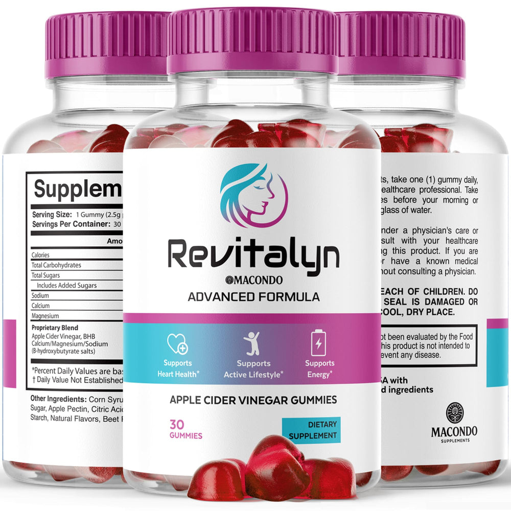 Macondo Revitalyn bottle pouring gummies into a hand for daily routine