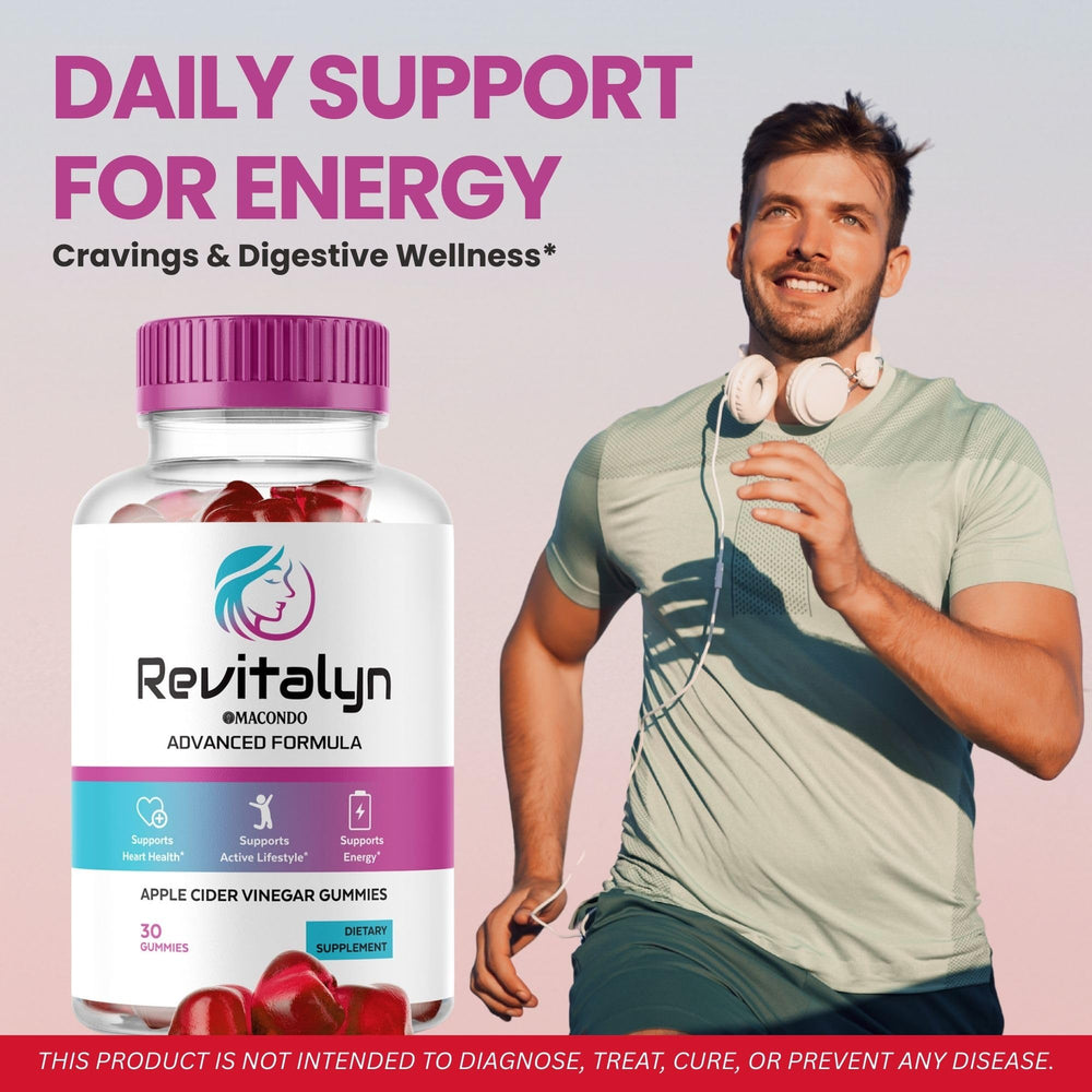 Revitalyn Apple Cider Vinegar Gummies label highlighting natural ingredients