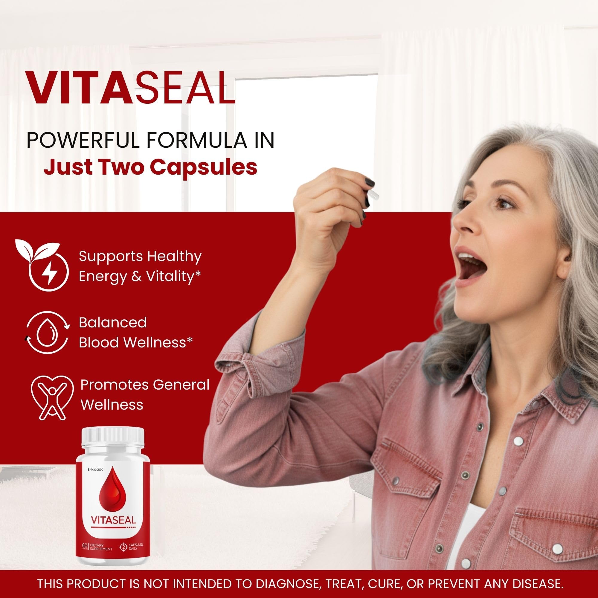 Close-up of Vitaseal Balance Support capsules for balanced nutrition