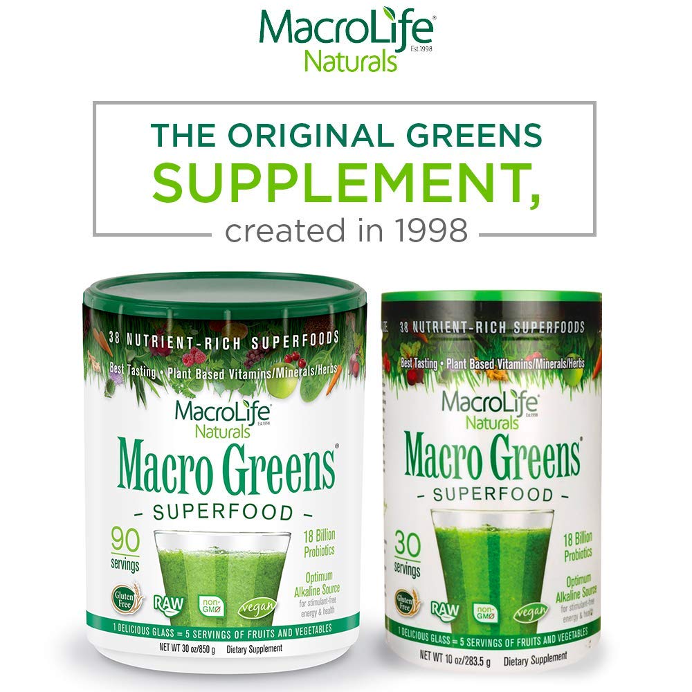 MacroLife Naturals Macro Greens cold-processed formula preserves nutrients.