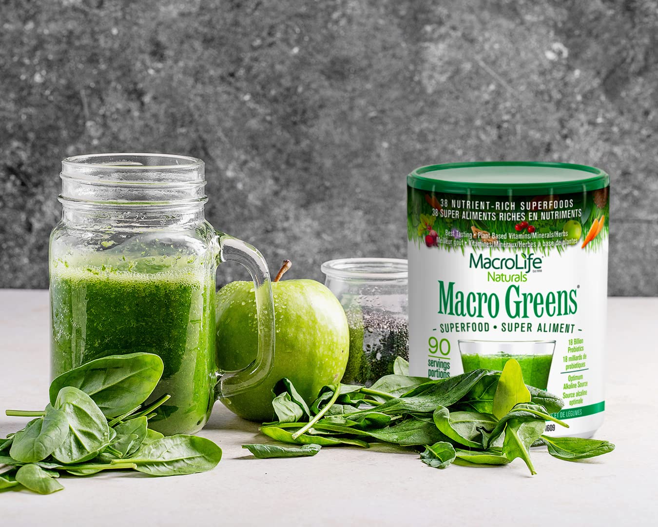 MacroLife Naturals Macro Greens vegan gluten-free label close-up.