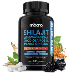 MACRO VITAL Shilajit capsules for sustained energy and focus.