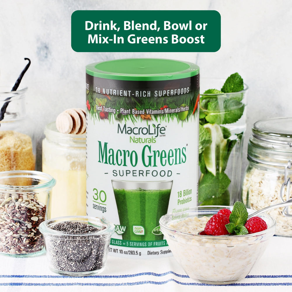 MacroLife Naturals Macro Greens apto para keto, paleo y dietas bajas en carbohidratos