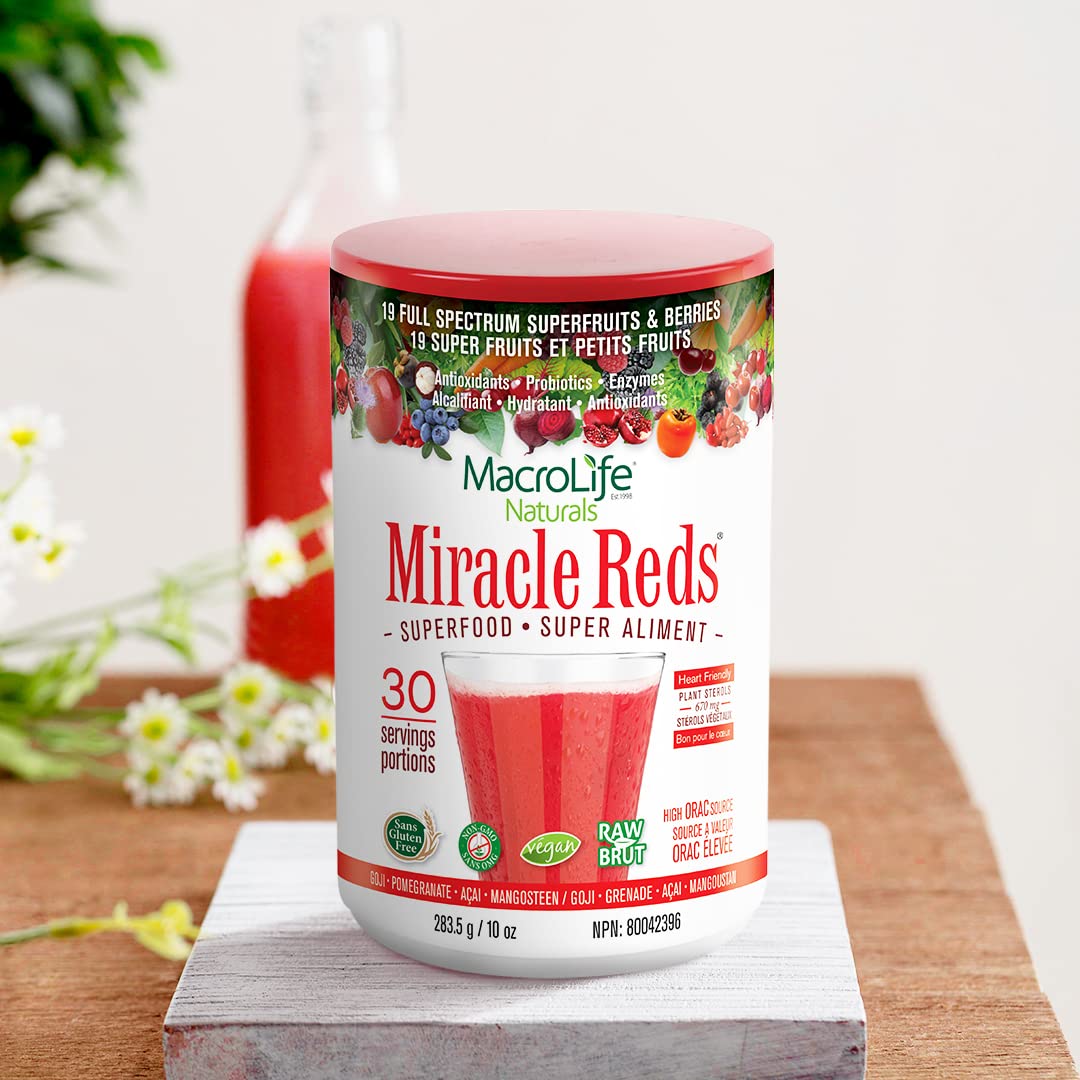 MacroLife Naturals Miracle Reds daily ritual supports vitality with plant-based ingredients.