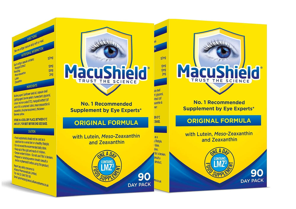 MacuShield dual-pack on shelf display in store setting