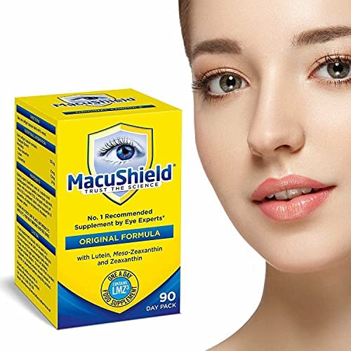 MacuShield label close-up with product details.