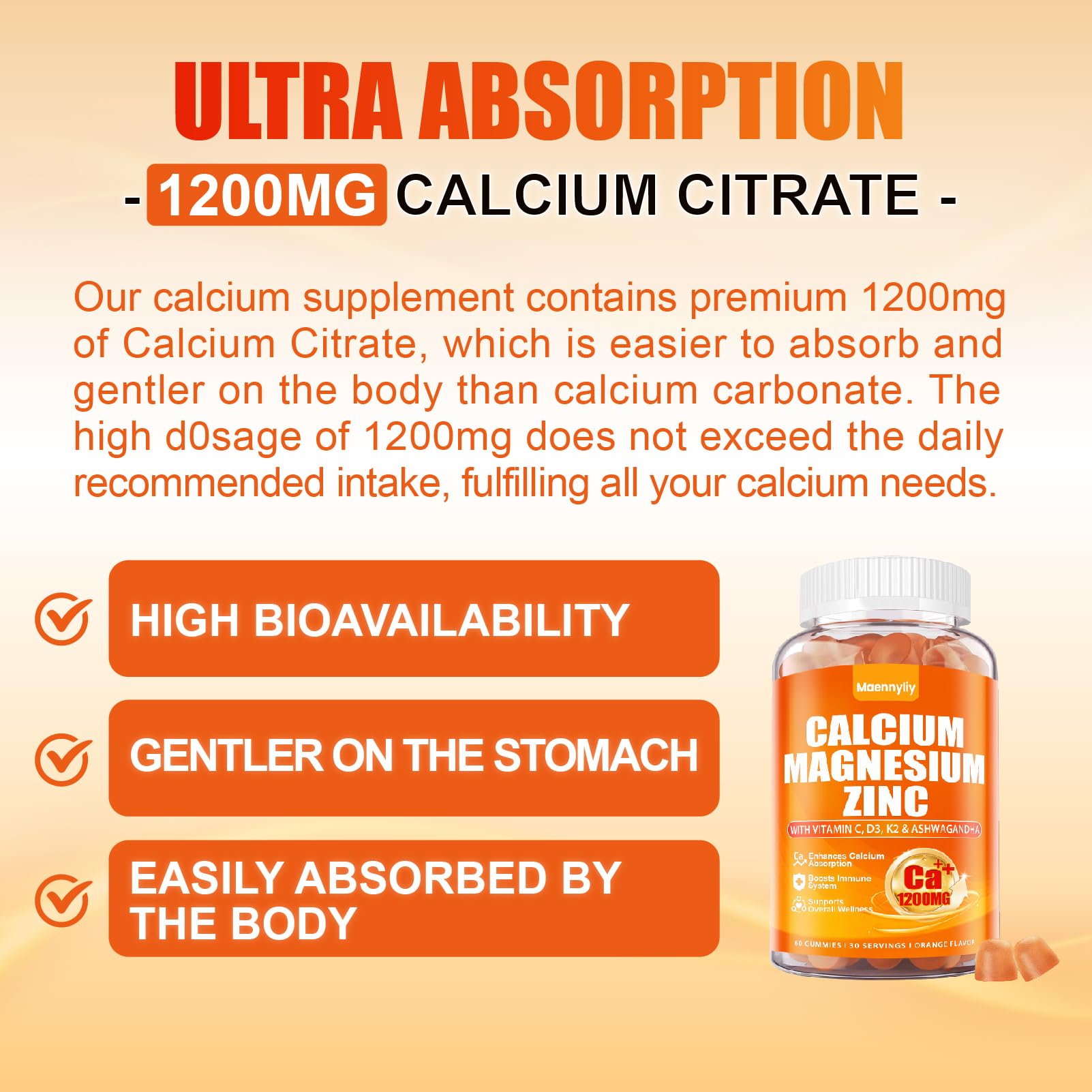 Maennyliy Calcium 1200mg daily-dose setup for easy everyday use.