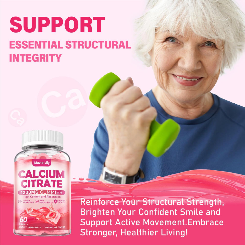 Maennyliy Calcium Citrate Gummies natural strawberry flavor offer a pleasant daily calcium option