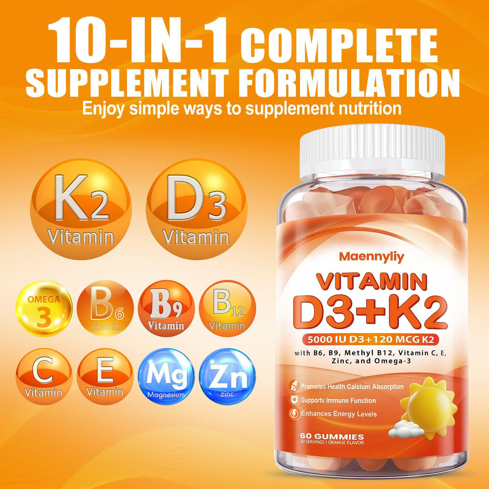 Maennyliy Vitamin D3 K2 Gummies with omega-3 boost for enhanced absorption.