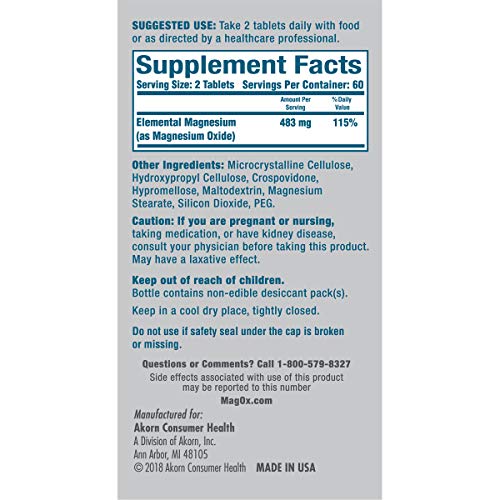 Mag-Ox 400 daily-use two-tablets demonstrates intake suggestion.