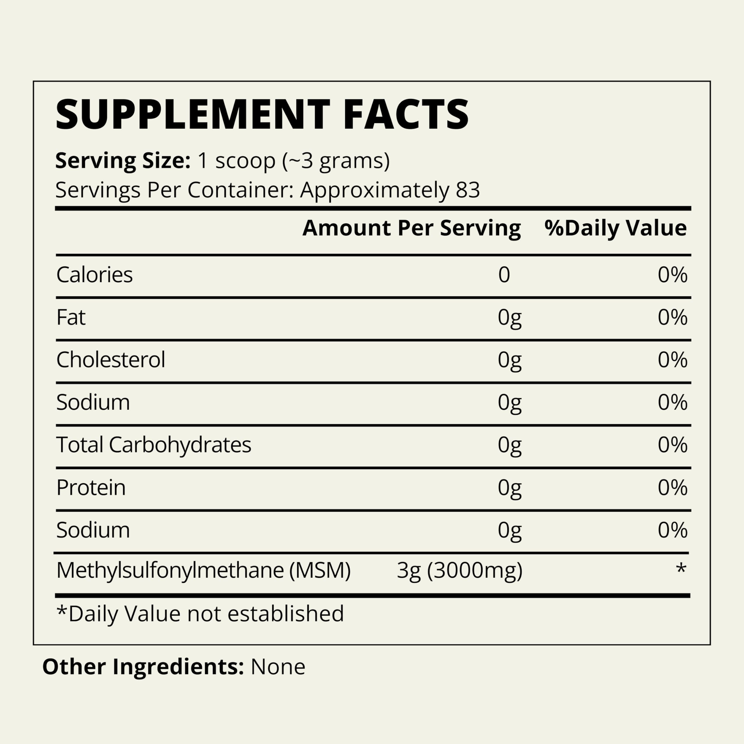 Close-up of the MSM powder emphasizing texture and quality