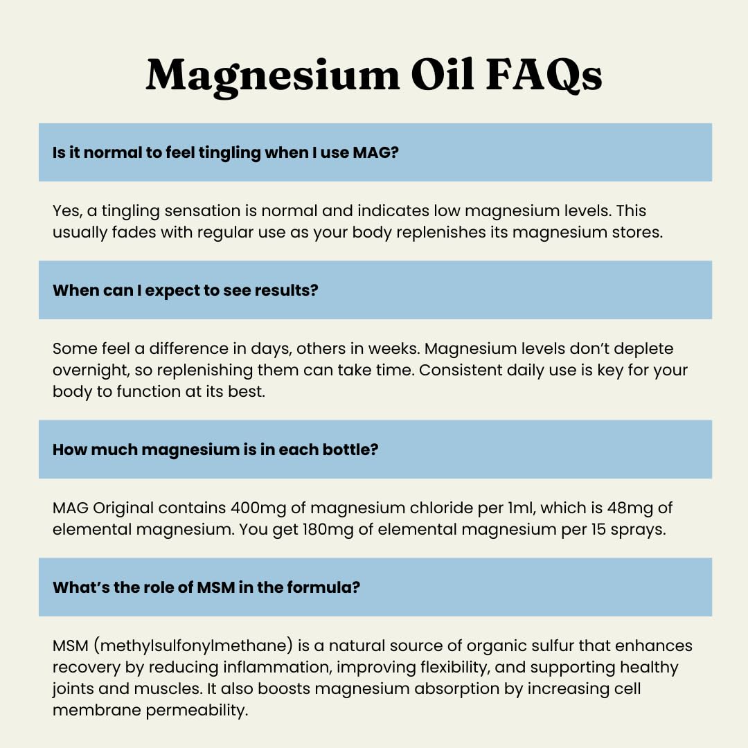 MAG Recovery Pure Magnesium Oil Spray with MSM travel-sized bottle