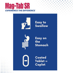 MAG-TAB SR hand-holding bottle emphasizes convenient daily supplementation.