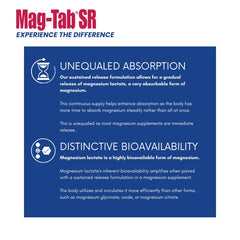 MAG-TAB SR label details reveal elemental magnesium and SR technology.