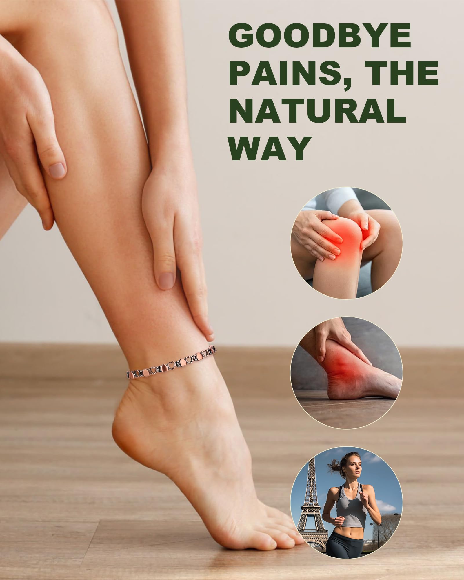 MagEnergy adjustable 10-inch ankle bracelet adapts to many ankles