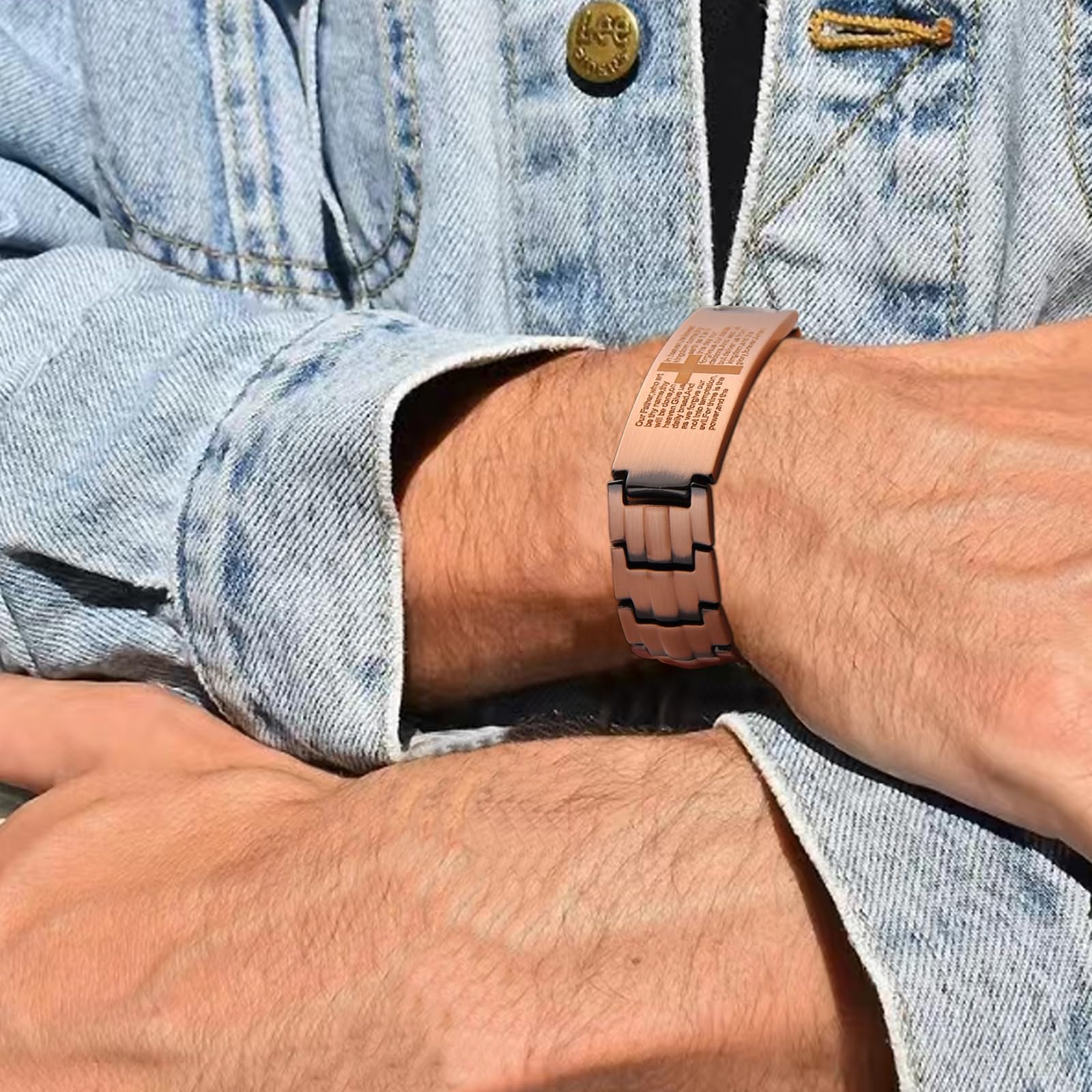 MagEnergy copper bracelet with nine-point-two-inches length and extra links option.