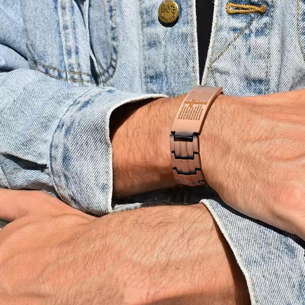 MagEnergy copper bracelet with nine-point-two-inches length and extra links option.