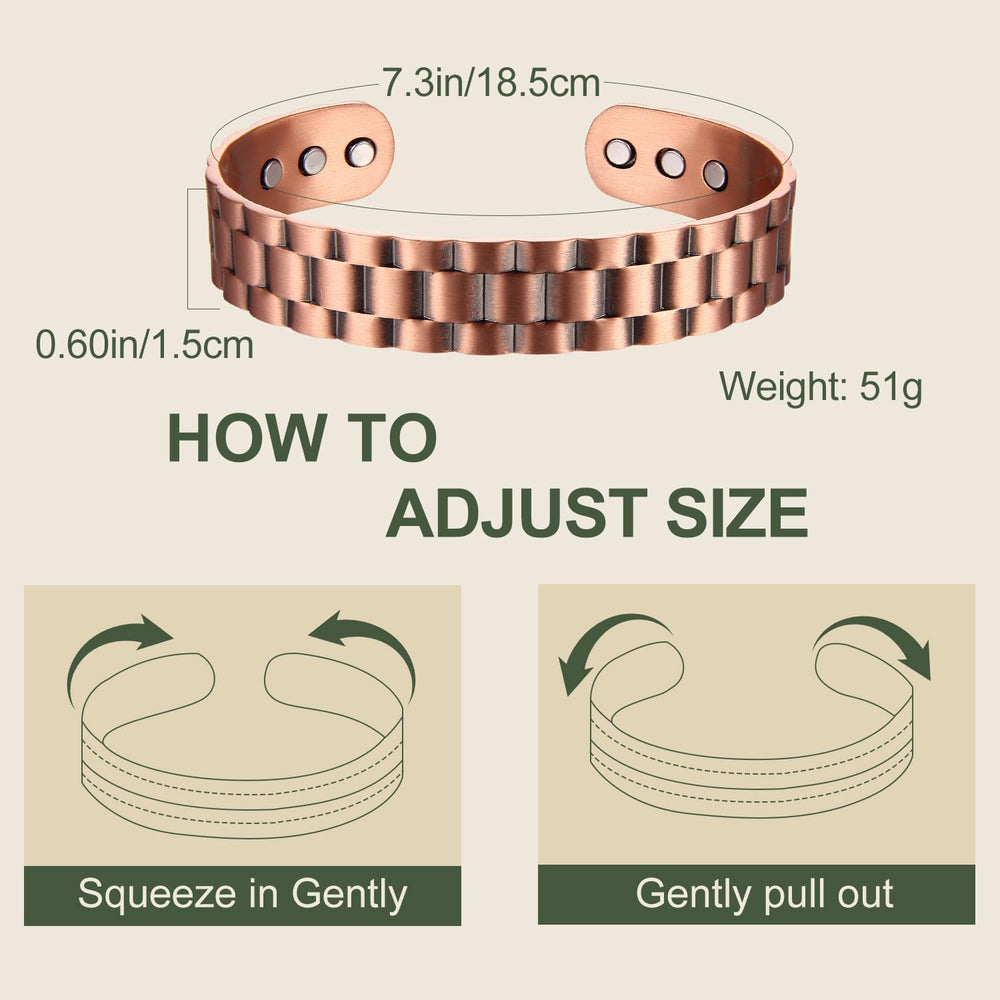 MagEnergy copper bracelet brushed finish detail highlighting durability.