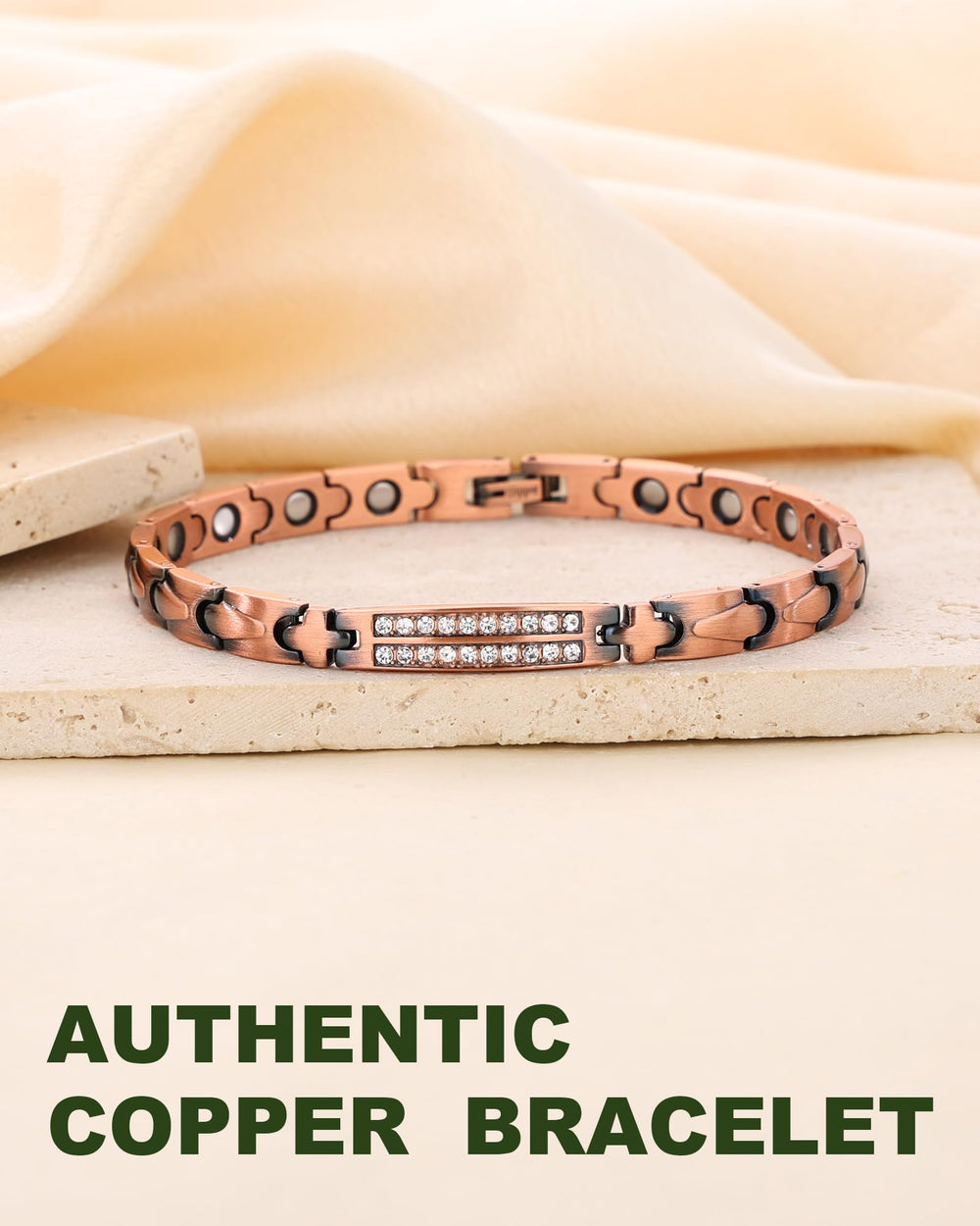 MagEnergy adjustable bracelet fits a variety of wrists for versatile styling.