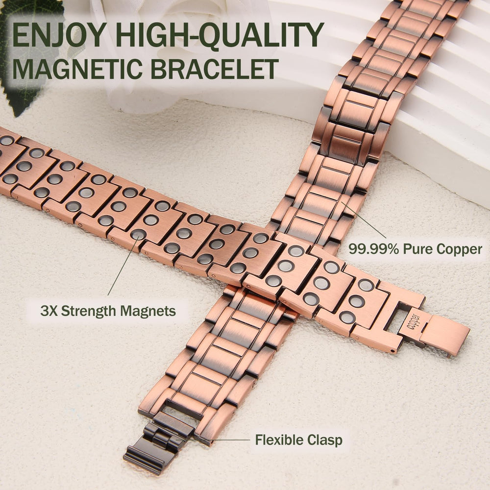 MagEnergy copper bracelet close-up shows pure copper material and protective coating